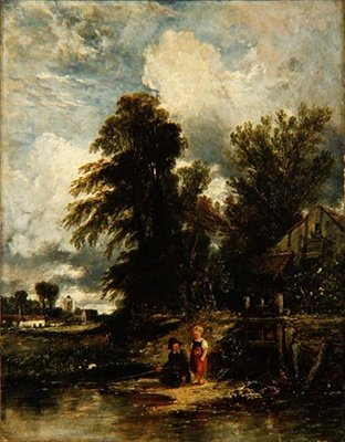 Mühlenteich mit angelnden Kindern von William James Muller