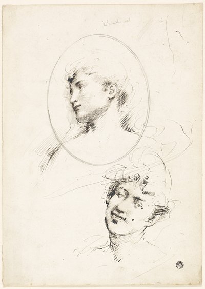 Zwei weibliche Köpfe von William Merritt Chase