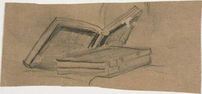 Skizze von zwei Büchern von William Michael Harnett