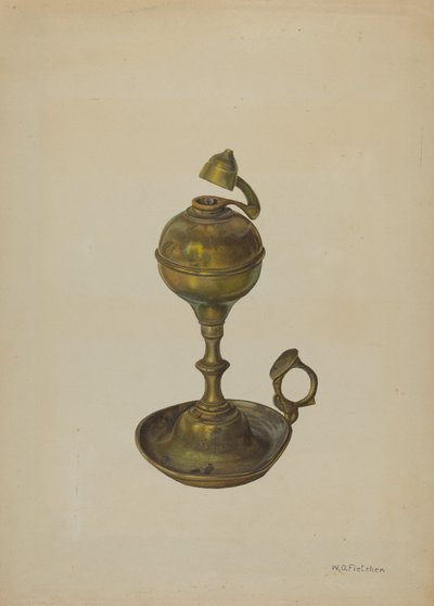 Messinglampe, ca. 1939 von William O. Fletcher