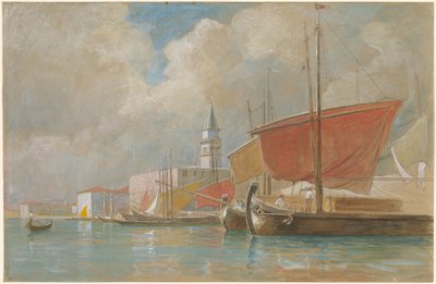 Schiffe entlang des Molo in Venedig von William Stanley Haseltine