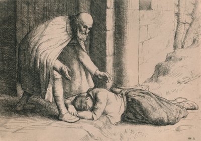 Barmherzigkeit sinkt vor dem Tor nieder, um 1916 von William Strang
