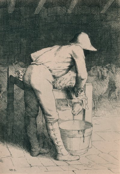 Der Metzger und das Schaf, um 1916 von William Strang