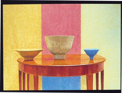 Stillleben, drei Lucie Rie Schalen von William Wilkins