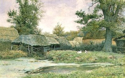 Bauernhof mit Ententeich und Enten von Wilmot R.W.S. Pilsbury