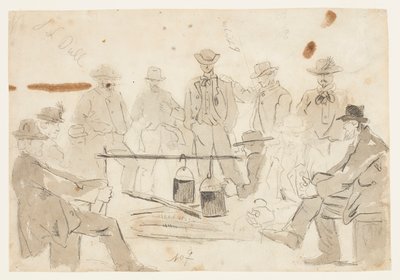 Lagerfeuer mit Soldaten von Winslow Homer