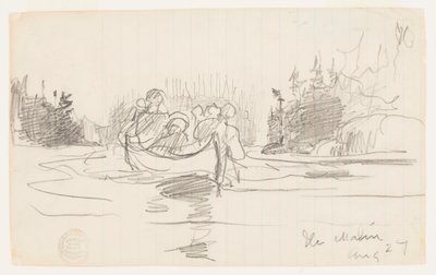 Kanu mit drei Männern, Ile Maligne, Quebec von Winslow Homer