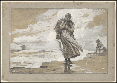 Fischermädchen mit Netz, 1882 von Winslow Homer