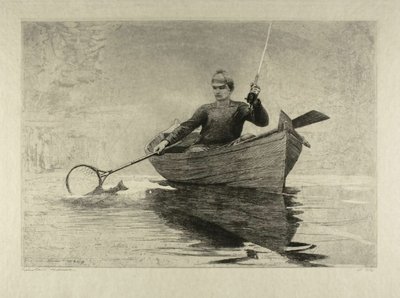 Fliegenfischen, Saranac-See von Winslow Homer