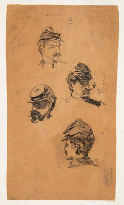 Vier Studien von Soldatenköpfen von Winslow Homer
