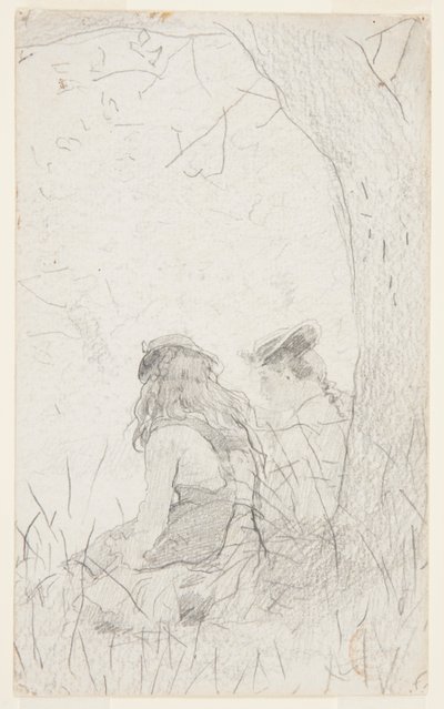 Zwei Mädchen auf einer Bank sitzend von Winslow Homer