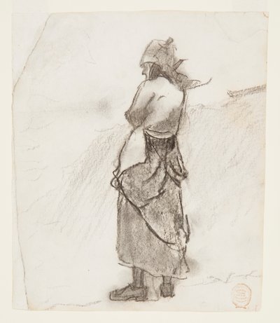 Frau schaut aufs Meer, Cullercoats, England von Winslow Homer