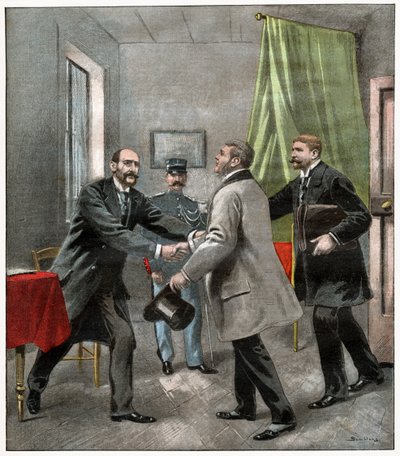 Alfred Dreyfus mit seinen Anwälten von . .