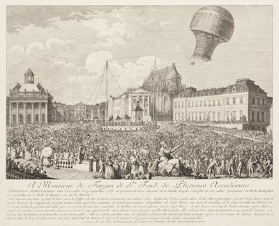 Aufstieg eines Montgolfier-Ballons in Versailles von Frederick (attr. to) Barnard