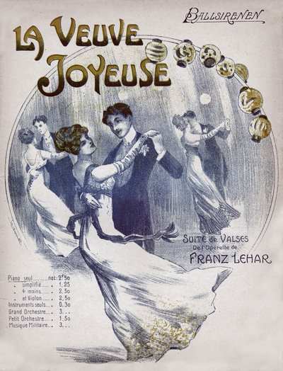 Paare tanzen den Walzer Ballsirenen, ca. 1910 (Illustration) von . .