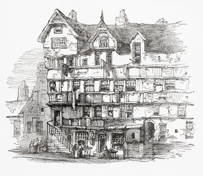 Häuser in der High Street, Edinburgh, Schottland von . .