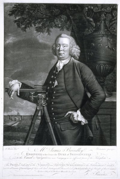 James Brindley, britischer Bauingenieur und Kanalbauer von Frederick (attr. to) Barnard