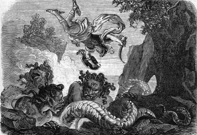 Perseus kämpft gegen die Gorgone von . .