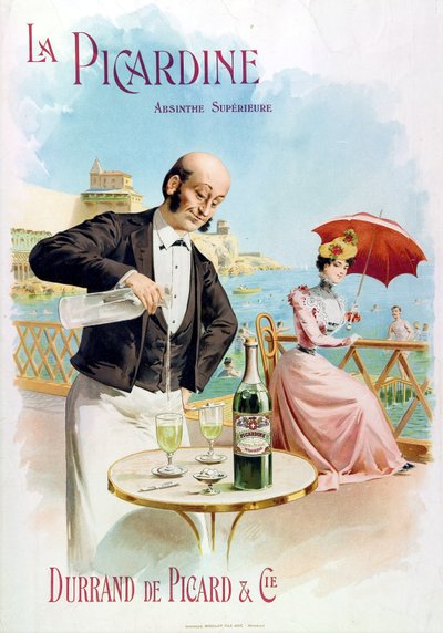 Ein Kellner bereitet ein Glas Absinth vor von Frederick (attr. to) Barnard