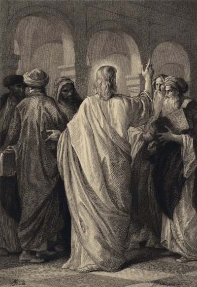 Jesus spricht mit den Gelehrten von after Albert Robida