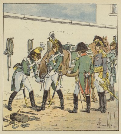 Der Kaiser inspiziert die Schule von Saint-Germain von after Louis Charles Bombled