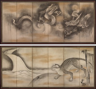 Drache und Tiger von attributed to Soga Nichokuan