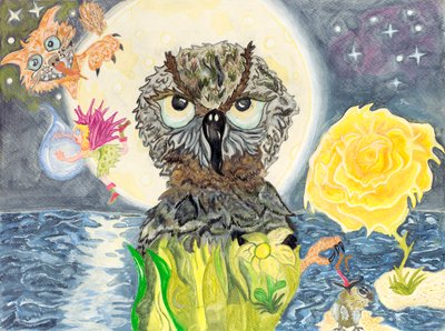 Eule bei Vollmond von positivpoetic