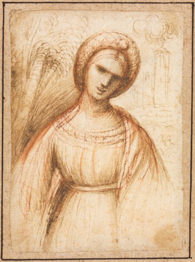 Dame in einer Landschaft (recto) von possibly by Dosso Dossi