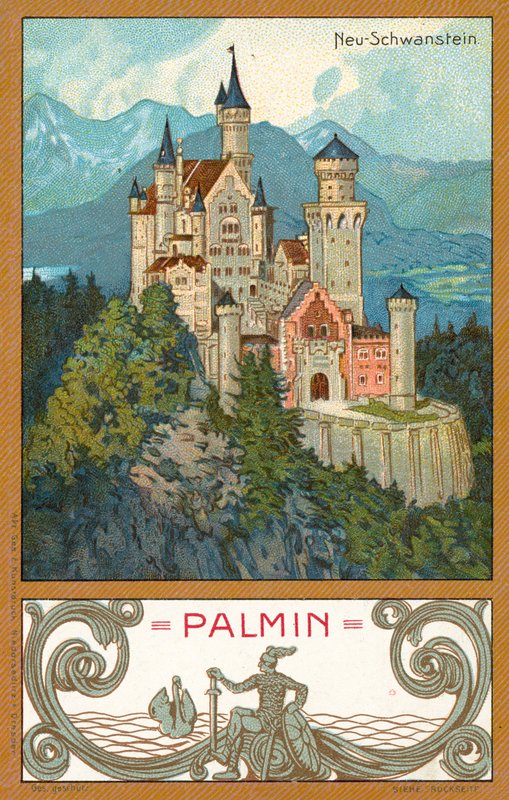 Schloss Neuschwanstein, Bayern (Chromolithographie) von (after) German School