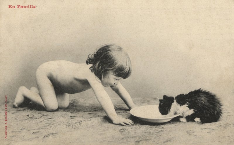 Kind mit einem Kätzchen von French Photographer