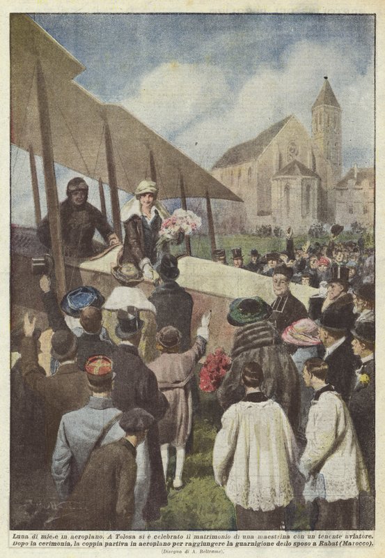 Flitterwochen im Flugzeug von Achille Beltrame