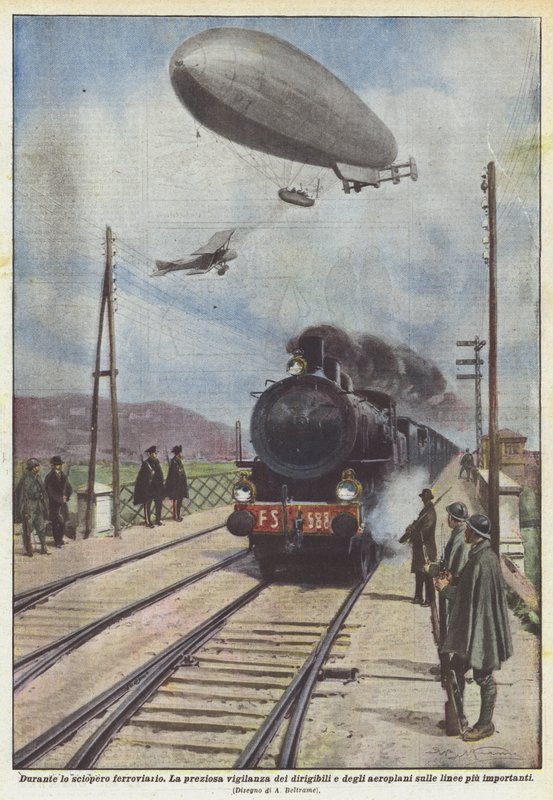 Während des Eisenbahnstreiks von Achille Beltrame