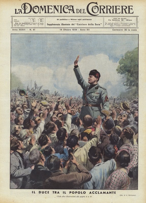 Der Duce unter dem jubelnden Volk von Achille Beltrame