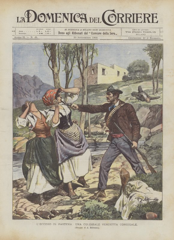 Das Massaker von Pastena, eine kolossale eheliche Rache von Achille Beltrame