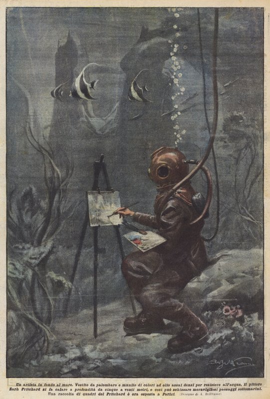 Ein Künstler auf dem Meeresgrund von Achille Beltrame