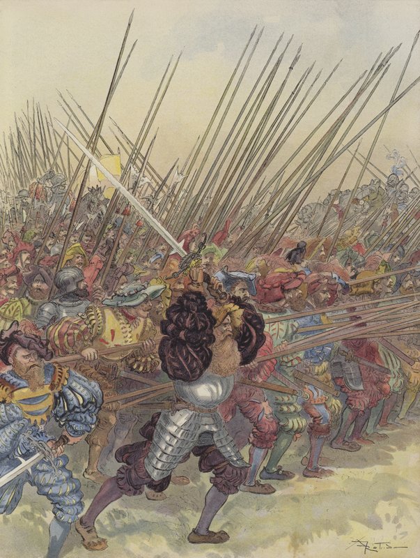 Angriff der Schweizer bei Marignano von Albert Robida