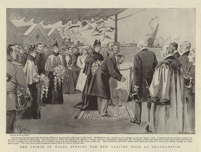 Der Prinz von Wales eröffnet das neue Trockendock in Southampton von Alexander Stuart Boyd