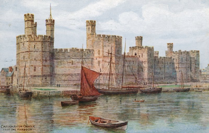Schloss Carnarvon, vom Hafen aus von Alfred Robert Quinton
