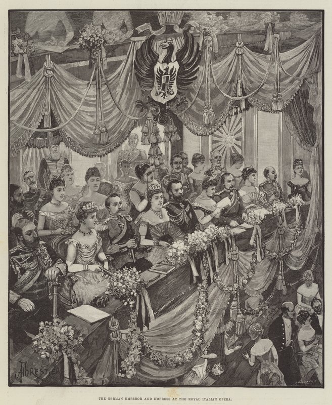 Der deutsche Kaiser und die Kaiserin in der Royal Italian Opera von Amedee Forestier