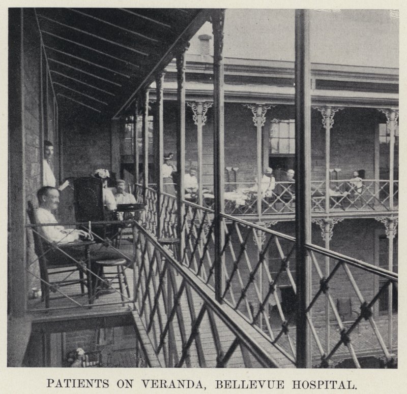 Patienten auf der Veranda, Bellevue Hospital von American Photographer