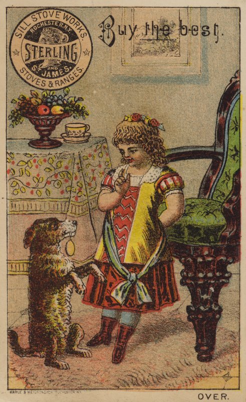 Mädchen und bettelnder Hund von American School
