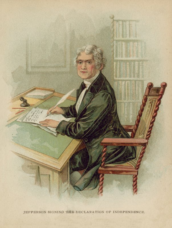 Jefferson unterzeichnet die Unabhängigkeitserklärung von American School