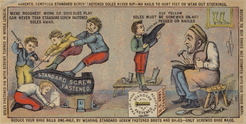 Alter Mann repariert Schuhe von American School