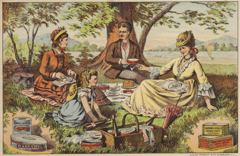 Picknick am Wasser, genießen Dosenfisch von American School