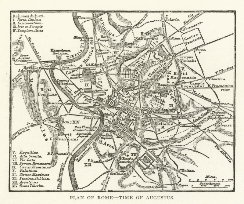 Plan von Rom zur Zeit des Augustus von American School