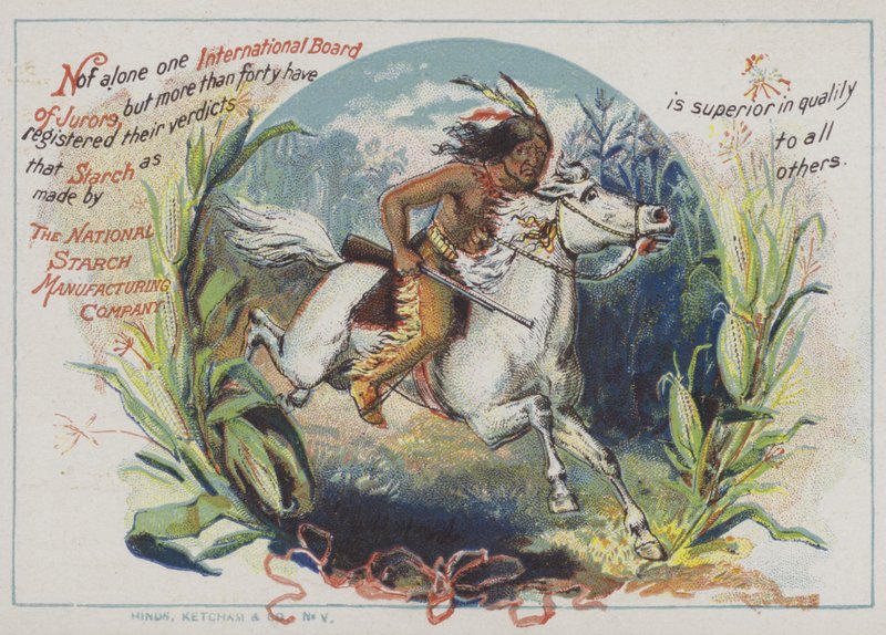 Roter Indianer auf dem Pferd von American School