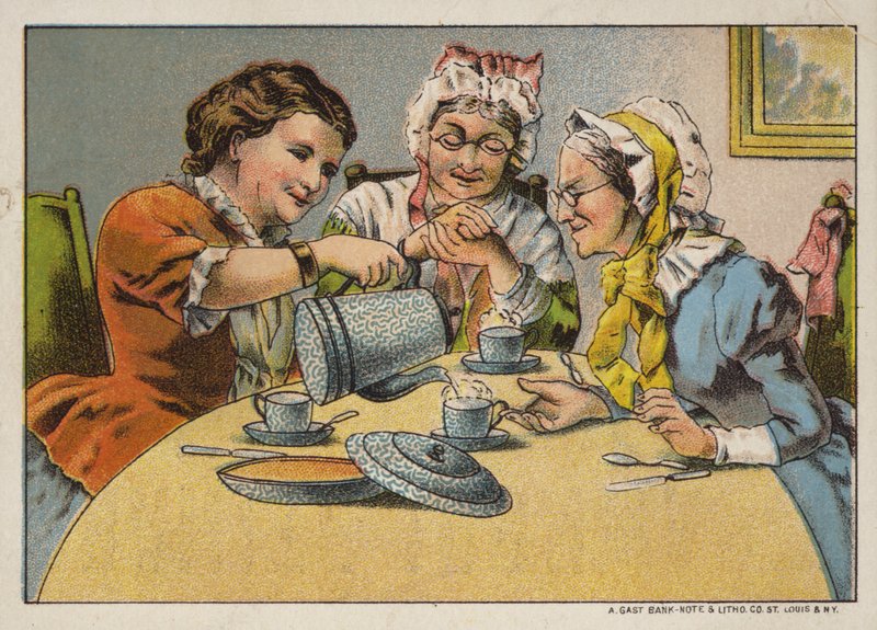 Drei Frauen genießen Tee von American School