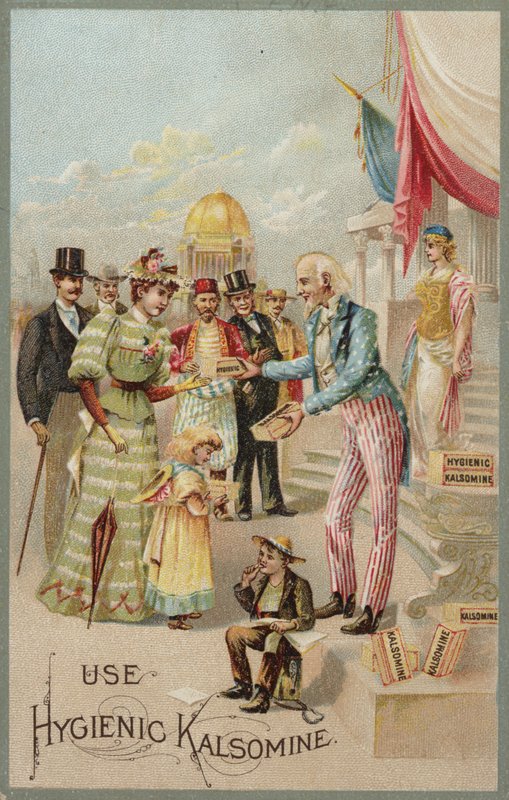 Onkel Sam verteilt Kalsomine von American School