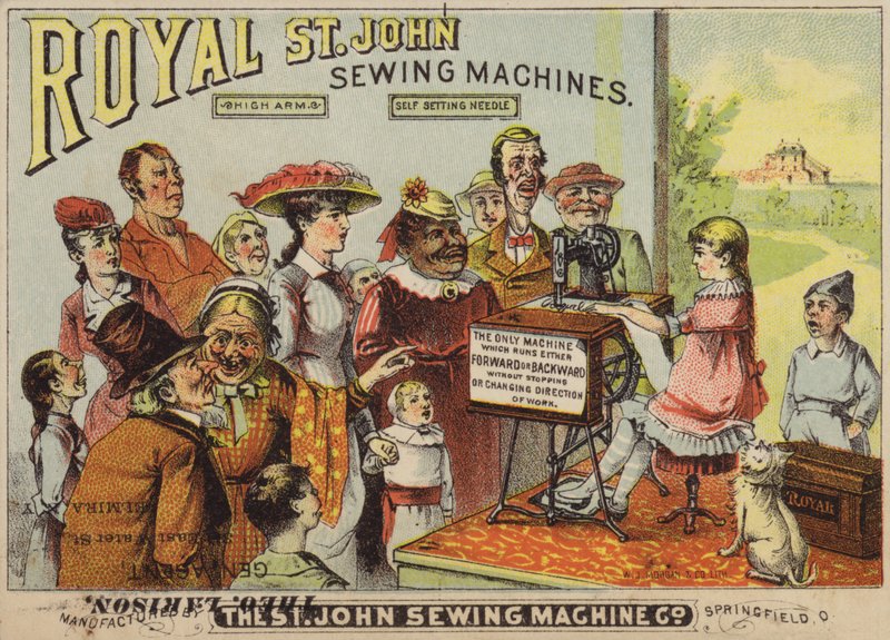 Junges Mädchen an der Nähmaschine von American School