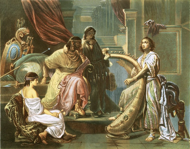 David spielt die Harfe für Saul von Andreas Cellarius